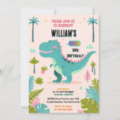 leuk meisje kinder schattige jongens T drie 3 rex Kaart (Voorkant)