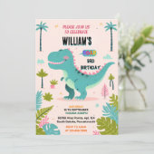 leuk meisje kinder schattige jongens T drie 3 rex Kaart (Staand voorkant)