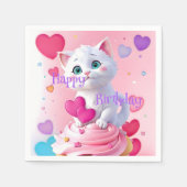 Leuk meisje leuk wit kitten cupcake verjaardagsfee servet (Voorkant)