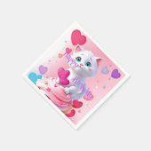 Leuk meisje leuk wit kitten cupcake verjaardagsfee servet (Hoek)