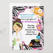 leuk meisje Roze Zebra spa-uitnodiging Kaart (Voorkant / Achterkant)