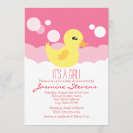 Leuk Meisje Rubber Ducky Baby shower Kaart