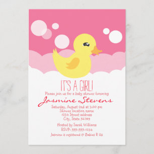 Leuk Meisje Rubber Ducky Baby shower Kaart