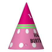 Leuk Meisje Verjaardag Roze Groen Wit Polka Dots Feesthoedjes (Links)