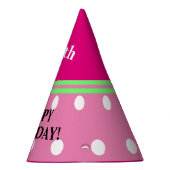 Leuk Meisje Verjaardag Roze Groen Wit Polka Dots Feesthoedjes (Rechts)