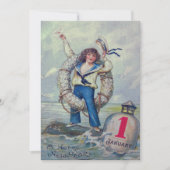 Leuk meisje zeiler boei gooi ring kaart (Voorkant)