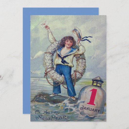 Leuk meisje zeiler boei gooi ring kaart (Voorkant / Achterkant)