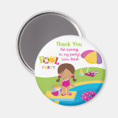 Leuk meisje zwembad party dank u magneet (Voorkant / Achterkant)