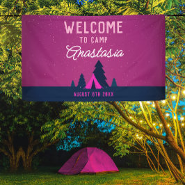 Leuk Meisjesachtig Roze Kampvuur Hemels Buiten Wel Spandoek