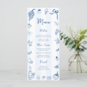 Leuk met de hand getekend Italiaans menu met blauw (Staand voorkant)