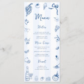 Leuk met de hand getekend Italiaans menu met blauw (Voorkant)