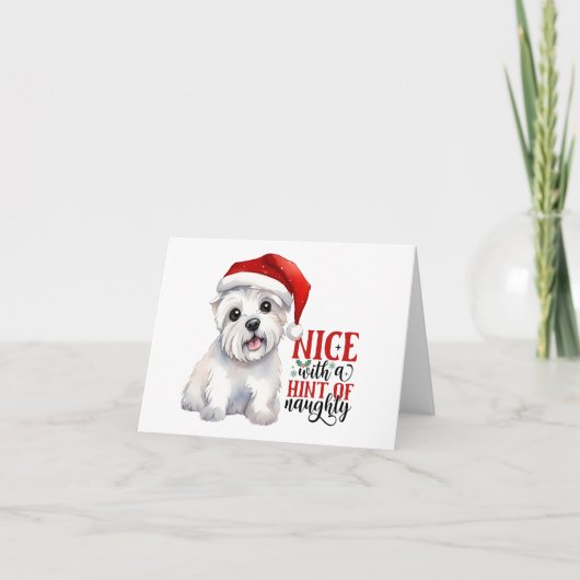 Leuk met een hint van ondeugend - Christmas Westie Kaart (Voorkant)