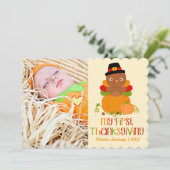 Leuk Mijn Eerste Thanksgiving Gepersonaliseerde Feestdagenkaart (Staand voorkant)