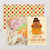 Leuk Mijn Eerste Thanksgiving Gepersonaliseerde Feestdagenkaart (Voorkant / Achterkant)