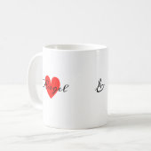 Leuk Minimal Modern White Red Heart Voeg Jouw naam Koffiemok (Voorkant links)