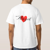 Leuk Minimal Modern White Red Heart Voeg Jouw naam T-shirt (Achterkant)