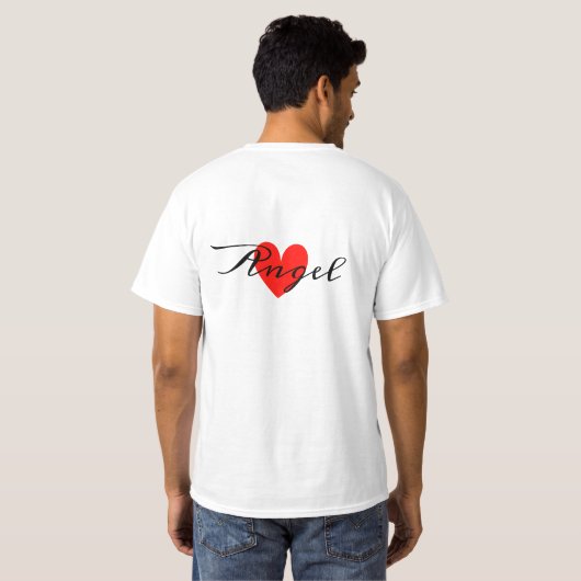 Leuk Minimal Modern White Red Heart Voeg Jouw naam T-shirt (Achterkant volledig)