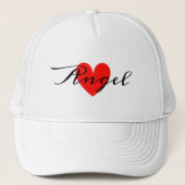Leuk Minimal Modern White Red Heart Voeg Jouw naam Trucker Pet (Voorkant)