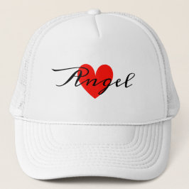 Leuk Minimal Modern White Red Heart Voeg Jouw naam Trucker Pet