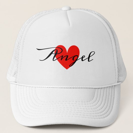 Leuk Minimal Modern White Red Heart Voeg Jouw naam Trucker Pet (Voorkant)