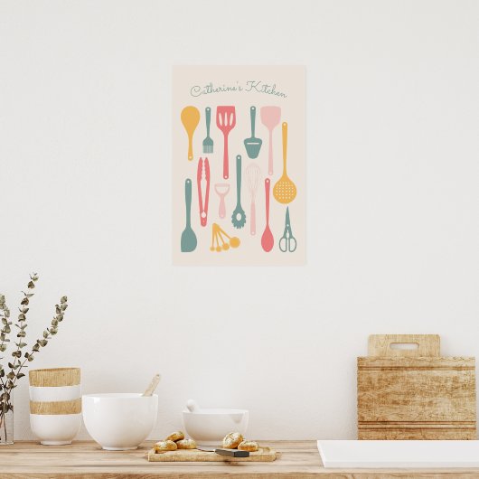 Leuk minimalistisch keukengerei Poster (Keuken)