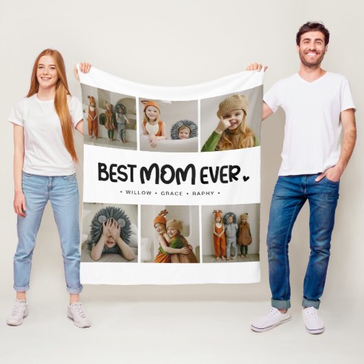 Leuk modern 'BESTE MOEDER Ooit' 6 foto Fleece Deken (In situ)