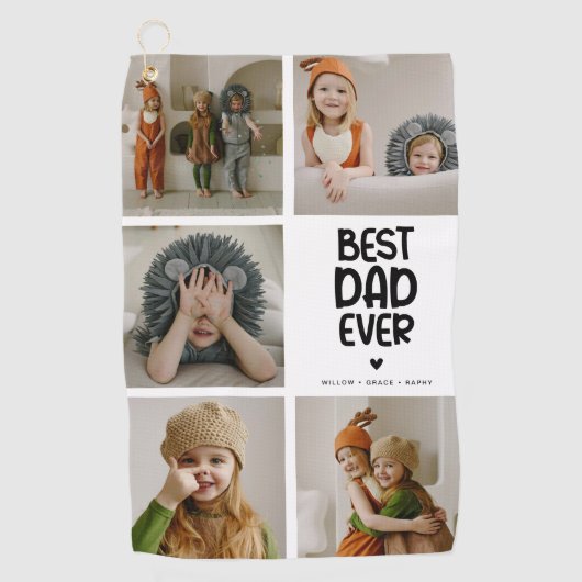 Leuk modern 'BESTE PAPA OOIT' 5 foto Golfhanddoek (Voorkant)