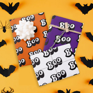 Leuk Modern Boek Kleurrijke Halloween Nacht Typo Inpakpapier Vel