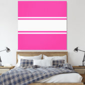 Leuk Modern Bright Snoep Roze Wit Racing Stripes Canvas Afdruk (Insitu (Slaapkamer))