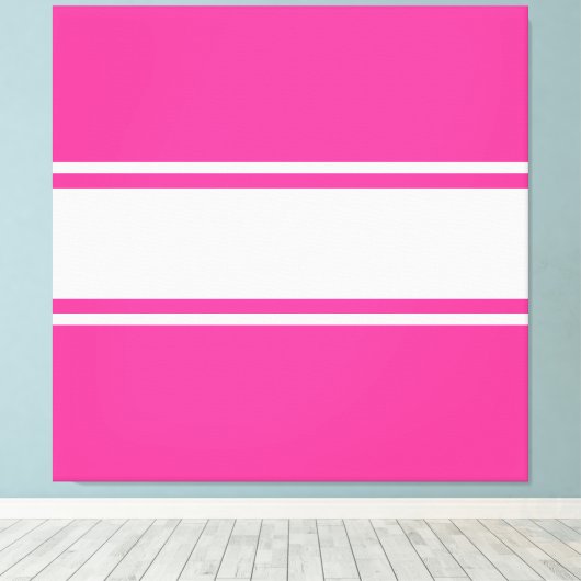 Leuk Modern Bright Snoep Roze Wit Racing Stripes Canvas Afdruk (Insitu (Houten vloer))