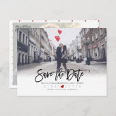 Leuk Modern Brush Script Sla de datum op Aankondigingskaart (Voorkant / Achterkant)