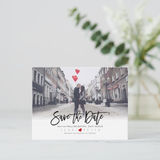 Leuk Modern Brush Script Sla de datum op Aankondigingskaart (Staand voorkant)