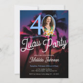 Leuk Modern Custom Foto Luau Party 40e verjaardag Kaart (Voorkant)