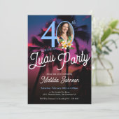 Leuk Modern Custom Foto Luau Party 40e verjaardag Kaart (Staand voorkant)