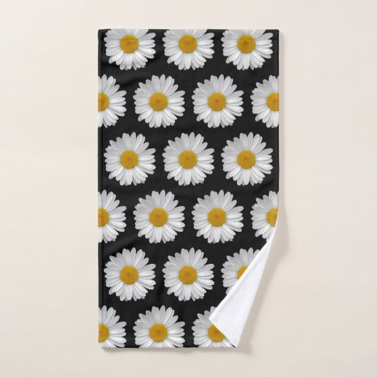 Leuk Modern Daisy Bloempatroon op Zwart Bad Handdoek (Handdoek)