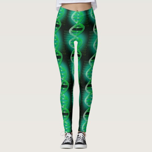Leuk Modern DNA Patroon Groene Medische Wetenschap Leggings (Voorkant)