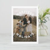 Leuk Modern Eenvoudig Cirkeltype Drie Foto Feestdagenkaart (Staand voorkant)