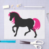 Leuk Modern Elegant Zwart Wit & Heet Roze Paard Tissuepapier (Craft)