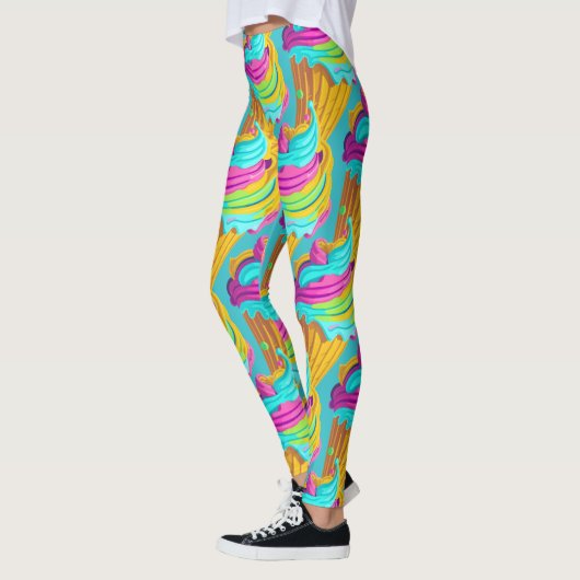 Leuk Modern Girly Kleurrijk Ice Cream Cone Patroon Leggings (Links)