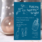 Leuk & Modern Hand getekend Blauw & Wit Kerstfeest Kaart