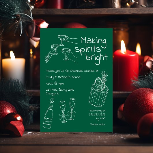 Leuk & Modern Hand getekend Groen & Wit Kerstfeest Kaart
