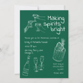 Leuk & Modern Hand getekend Groen & Wit Kerstfeest Kaart (Voorkant)