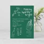 Leuk & Modern Hand getekend Groen & Wit Kerstfeest Kaart (Staand voorkant)