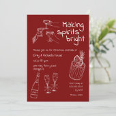 Leuk & Modern Hand getekend Rood & Wit Kerstfeest Kaart (Staand voorkant)
