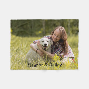 Leuk Modern Huisdier Foto Gepersonaliseerd Monogra Fleece Deken