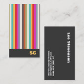 Leuk Modern Kleurrijk Gestreept Monogram Visitekaartje (Voorkant / Achterkant)