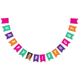 Leuk Modern Kleurrijk Paarse Roze Kinder Foto Afbe Vlaggetjes