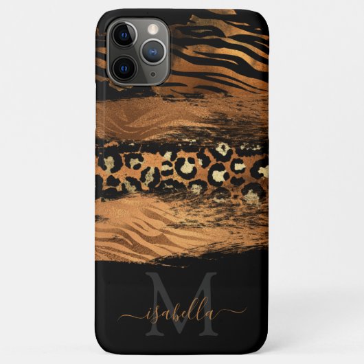 Leuk modern koper glitter script monogram Case-Mate iPhone case (Achterkant)