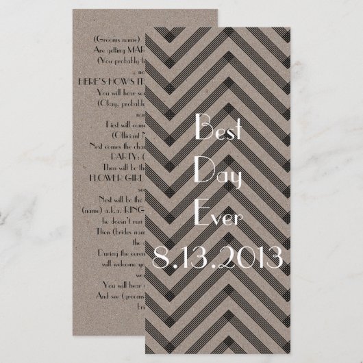 Leuk & Modern Kraft Wedding Programma Programmakaart (Voorkant / Achterkant)