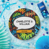 Leuk modern ontwerp typografische stripboek papieren bordje (Feest)